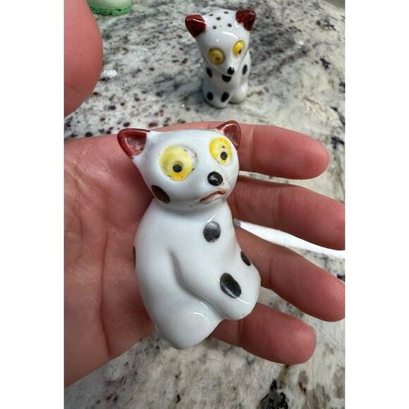 VTG MCM  1950s Japan Dalmation Dog S&P Shakers Yellow Eyes Ceramic kitschy Read - Picture 5 of 12